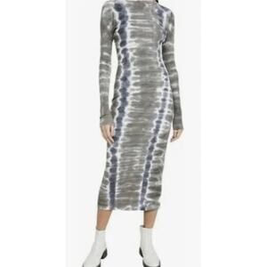 Young Fabulous Broke Dax Green Tie Dye Ribbed Midi Dress Fitted Chic Size Large